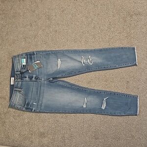 High Rise Distressed Ankle Jean